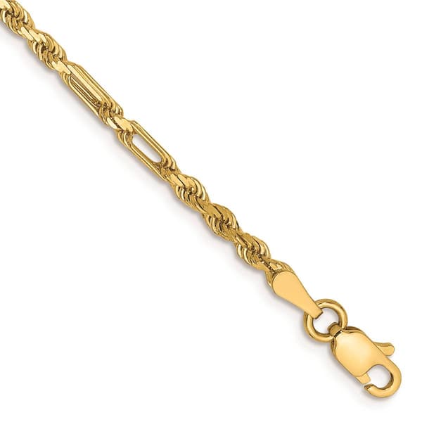 Gold Classics(tm) 2.5mm. 14k Diamond Cut Milano Rope Bracelet - image 