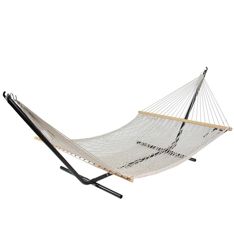 Northlight Seasonal Lattice Macrame Netted Hammock w/ Wooden Bars