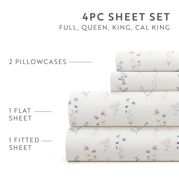 Soft Essentials 4pc. Ultra Soft Delicate Painted Meadow Sheet Set