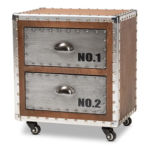 Baxton Studio Avere 2 Drawer Rolling Nightstand