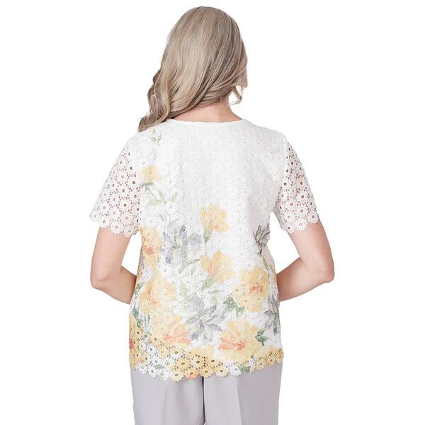 Petite Alfred Dunner Charleston Floral Border Lace Blouse