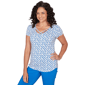 Womens Emaline Key Items Short Sleeve V Neck Stripe Dot Tee - image 3