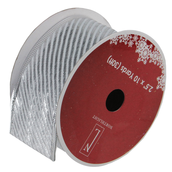 Northlight Club 12pk. Shiny Silver Stripe Christmas Ribbon Spool - image 
