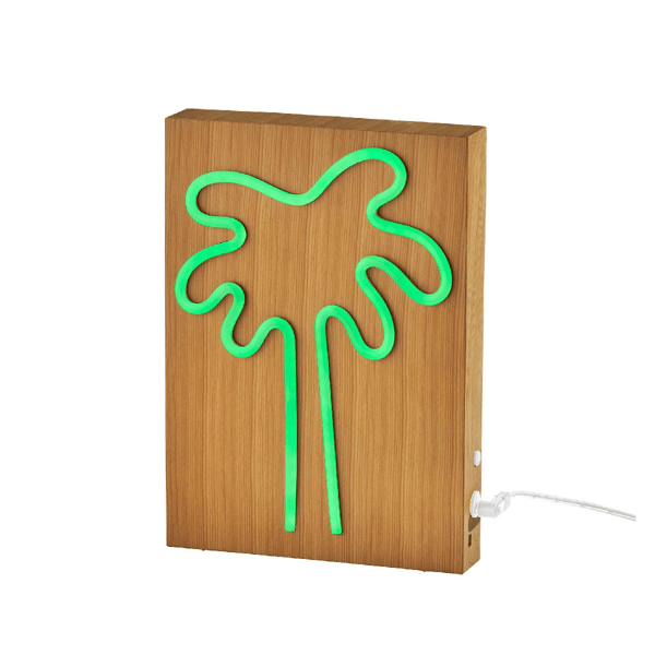 Simplee Adesso Wood-Framed Neon Palm Tree Table/Wall Lamp - image 