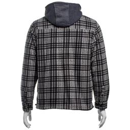 Mens Mountain Ridge Plaid Polar Fleece Jacket - New Black Grey