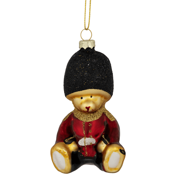 Northlight Glittered Teddy Bear Soldier Glass Christmas Ornament - image 