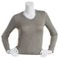 Juniors Poof! Long Sleeve Marled Meet & Greet V-Neck Tee - image 1