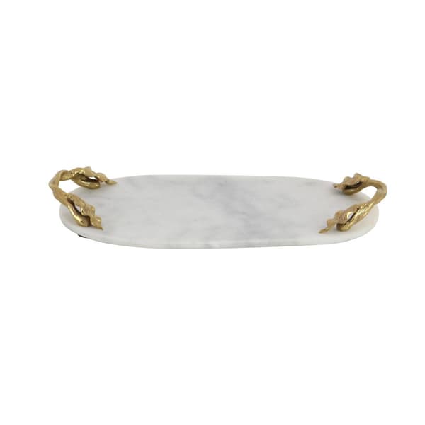9th & Pike® White Marble and Aluminum Serving Tray