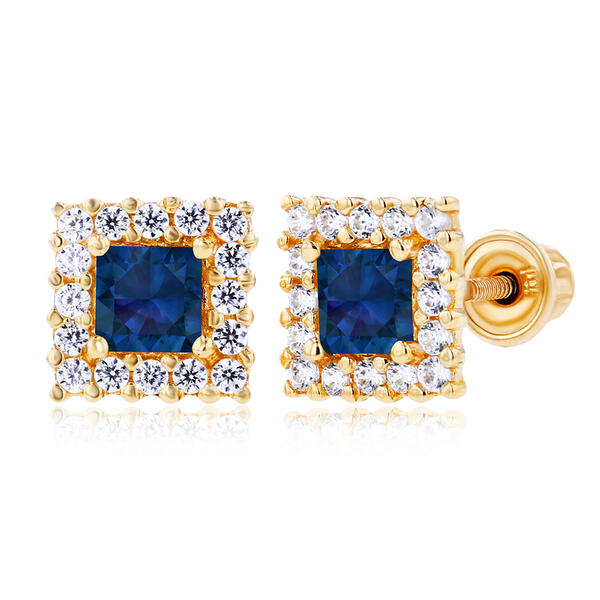 Gemstone Classics&#40;tm&#41; Yellow Gold 3mm Blue Sapphire Earrings - image 
