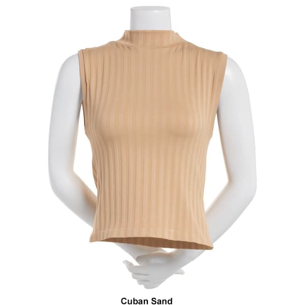 Juniors Poof! Seamless Wide Rib Mock Neck Tank Top