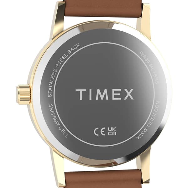 Womens Timex® Silver Dial Watch w/ Leather Strap - TW2Y72700JT