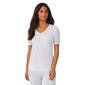 Womens Cuddl Duds® Softwear Lace Edge Short Sleeve V-Neck Tee - image 2