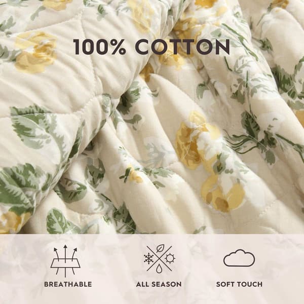 Laura Ashley Roses Cotton King Quilt Set