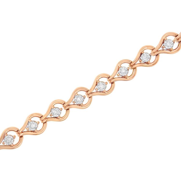 Diamond Classics™ Rose Gold Silver Diamond Link Bracelet