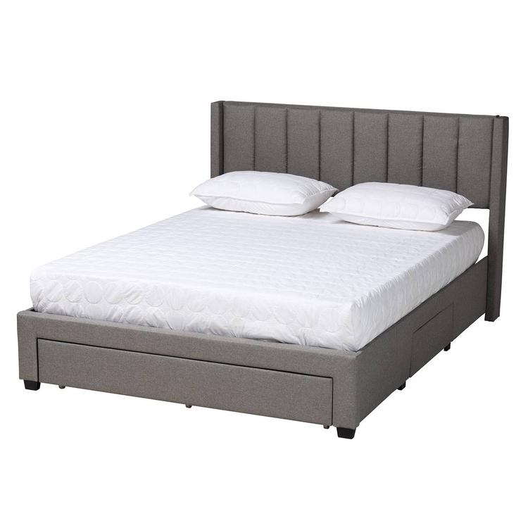 Baxton Studio Coronado Grey Fabric 3-Drawer Storage Platform Bed