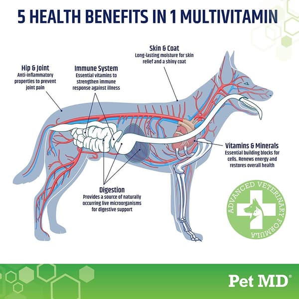 Pet MD 5-in-1 MultiVitamin Soft Chews for Dogs - 120 Count