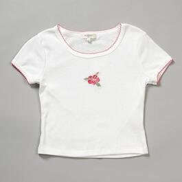 Girls &#40;7-16&#41; No Comment Short Sleeve Embroidered Flower Top