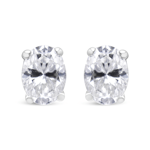 Haus of Brilliance Lab Grown Oval Solitaire Diamond Stud Earrings