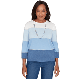 Womens Alfred Dunner Ann Arbor Color Block Lace Trim Sweater