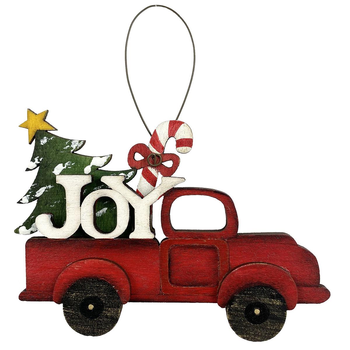 Red Truck wtih Christmas Tree/Candy Cane/Joy Ornament