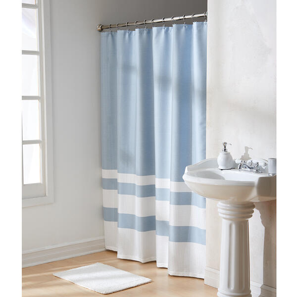 Maytex Waffle Stripe Fabric Shower Curtain - image 
