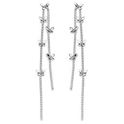 Ashley Silver-Tone Butterfly Chain Fringe Earrings
