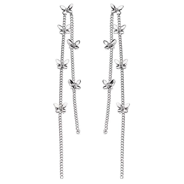Ashley Silver-Tone Butterfly Chain Fringe Earrings - image 