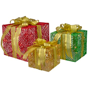 Northlight Seasonal LED Outdoor Christmas Gift Boxes - Set of 3 - Boscov's