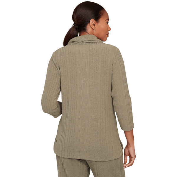 Womens Hearts of Palm Neutral Ground Texture Cowl Neck Sweater