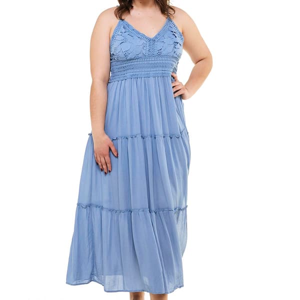 Juniors Plus No Comment Crochet Maxi Dress