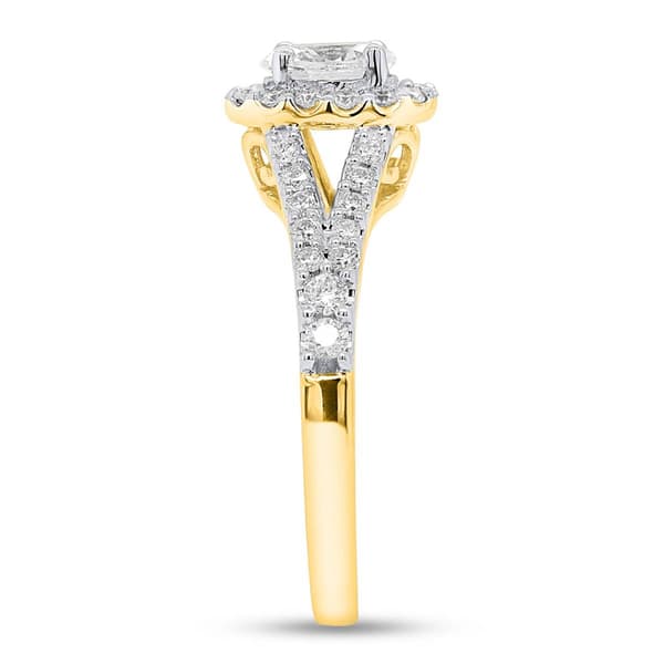 Nova Star® Gold Lab Grown Oval Diamond Halo Split Shank Ring