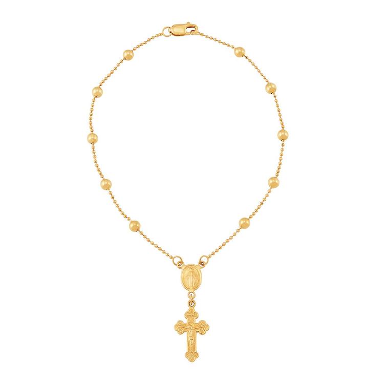 Gold Classics™ Rosary Beads w/ Mary & Drop Crucifix Bracelet