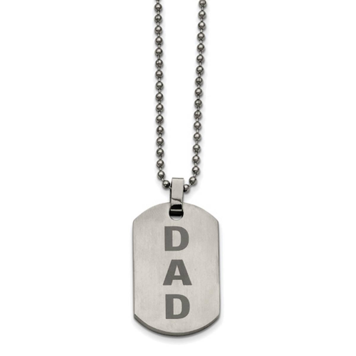 Mens Gentlemen's Classics(tm) Laser Etched Dad Dog Tag Necklace