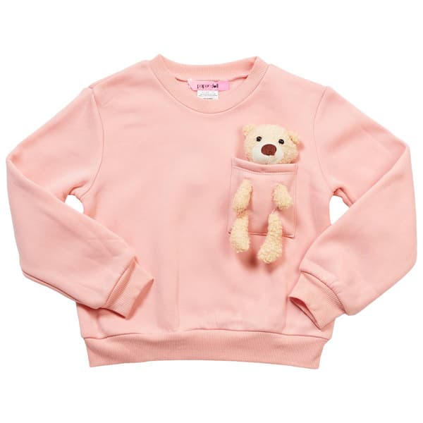 Girls &#40;4-6x&#41; paper doll Solid Teddy Bear Pocket Sweatshirt - image 