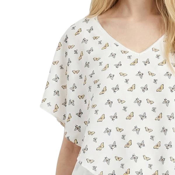 Womens NY Collection Butterfly V Neck Chiffon Poncho Blouse