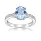 Sterling Silver Ring w/ Created Aquamarine & White Topaz Gemstone - image 1