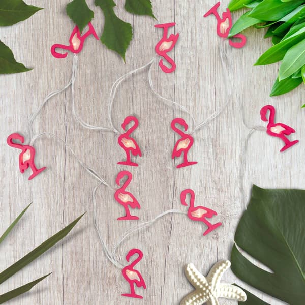 Northlight Seasonal 10-Count LED Pink Flamingo Fairy Lights