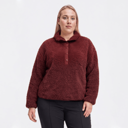 Plus Size Mountain Ridge Long Sleeve Solid Pullover Sherpa Jacket