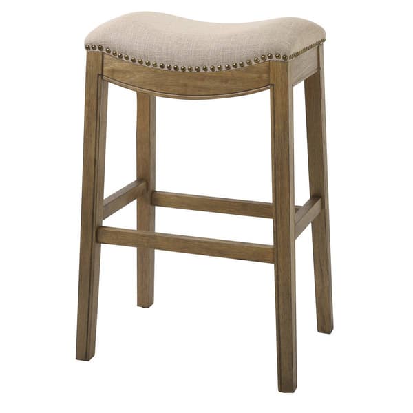 New Ridge Home Goods Sadie Natural Wood Bar-Height Barstool - image 