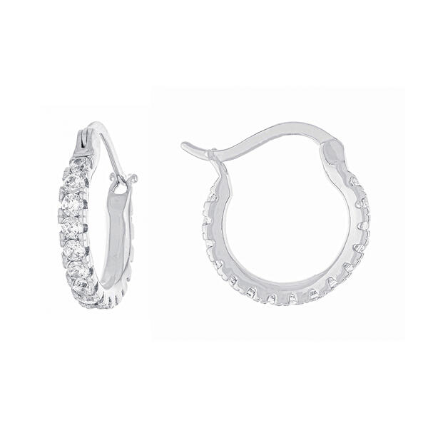 15mm Cubic Zirconia Click Top Hoop Earrings - image 