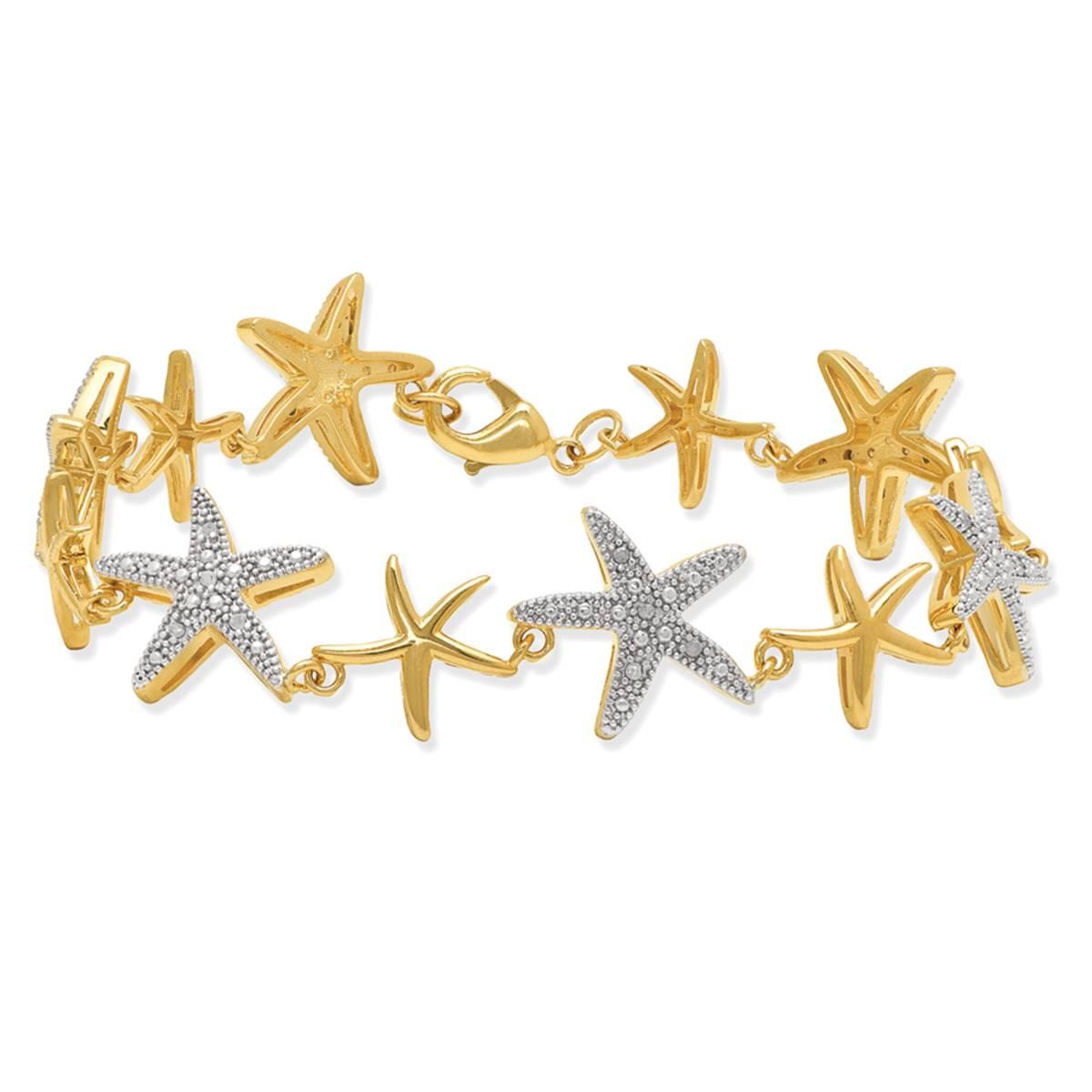 Gianni Argento Gold Plated Diamond Starfish Link Bracelet