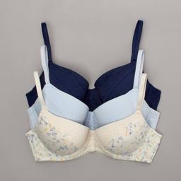 Womens Laura Ashley(R) 3pk. Partial Lace & Logo Bras - LS6336-3PKN