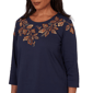 Petite Alfred Dunner Classics Embroidered Leaves Blouse - image 5