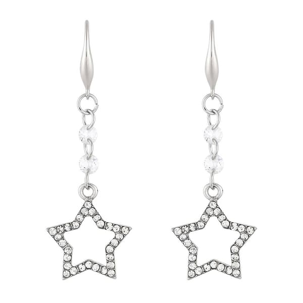 Ashley by Ashley Cooper Silver-Tone Crystal Star Drop Earrings - image 