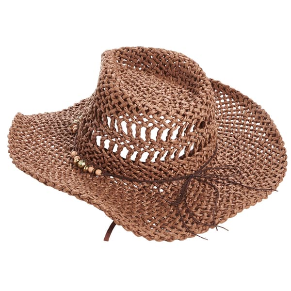 Womens Steve Madden Bead Trim Cowboy Hat - image 
