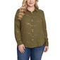 Plus Size NY Collection Long Sleeve Bf Wool Dobby Bf Blouse W/Fo - image 1