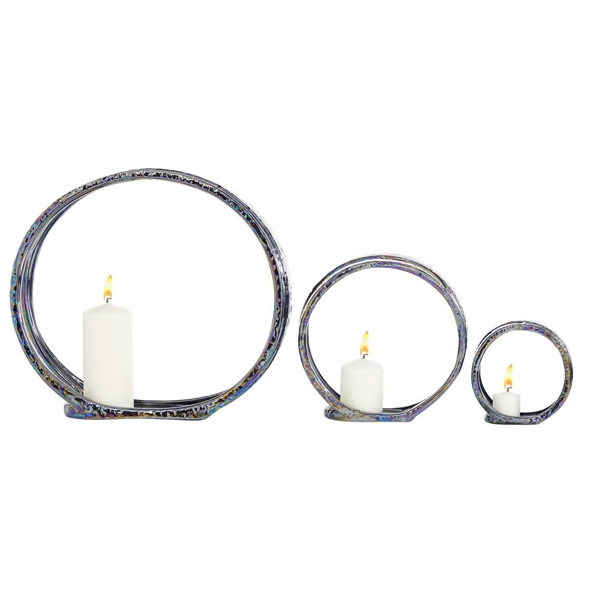 9th & Pike® Silver Ceramic Glam Candlestick Holders - Set of 2