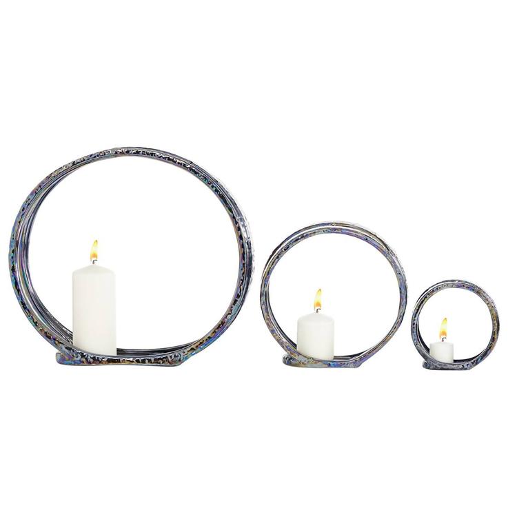 9th & Pike® Silver Ceramic Glam Candlestick Holders - Set of 2