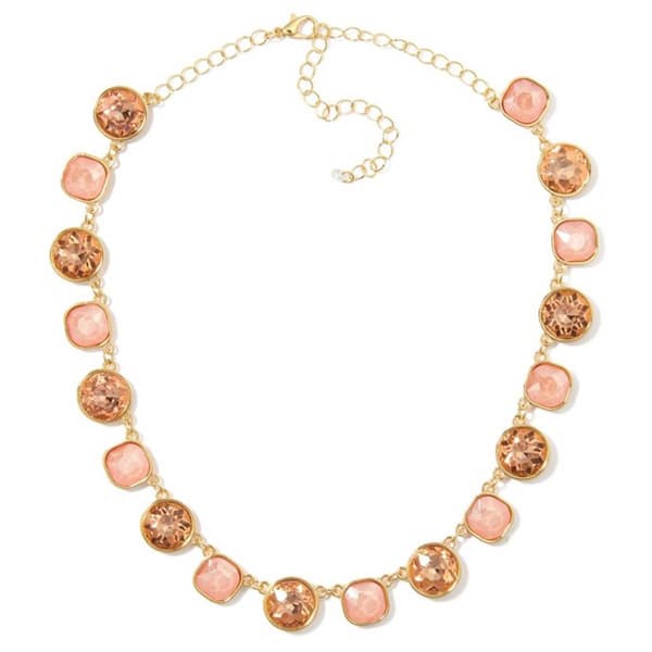 Ashley Cooper(tm) Gold-Tone Coral Glass Stone Frontal Necklace - image 