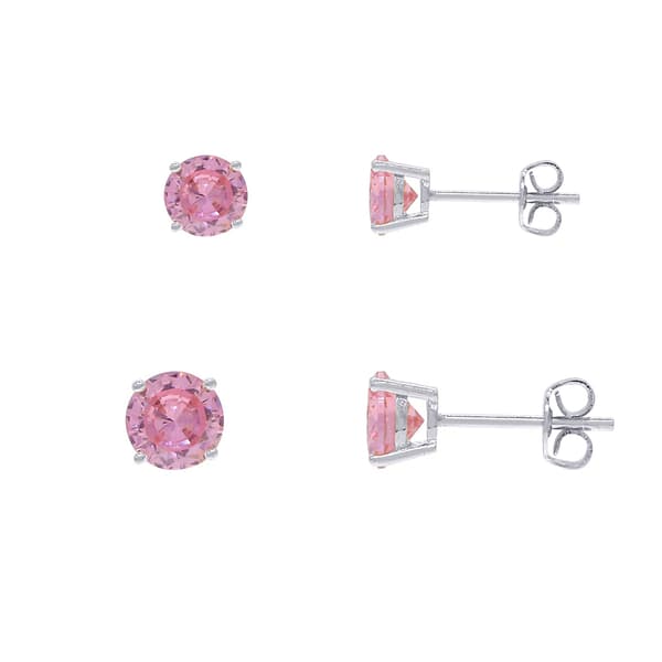 Round 4mm and 5mm 2pc. Round Stud Earrings - image 
